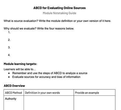 Module notetaking guide.